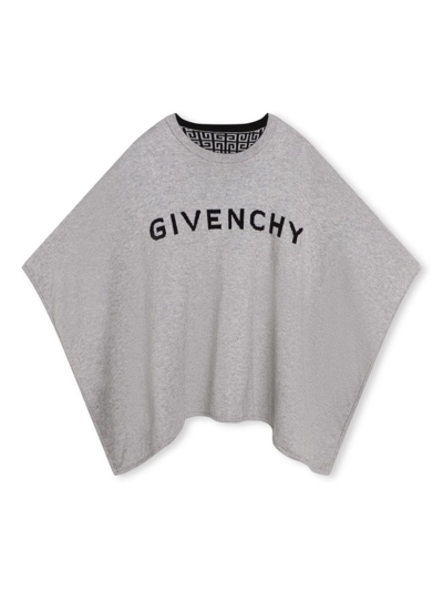 Givenchy Kids' 4g-motif Round-neck Reversible Cape In Grey