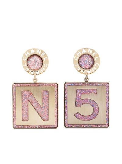 Pre-owned Chanel 2021 Nº5 Oversized Earrings In Pink