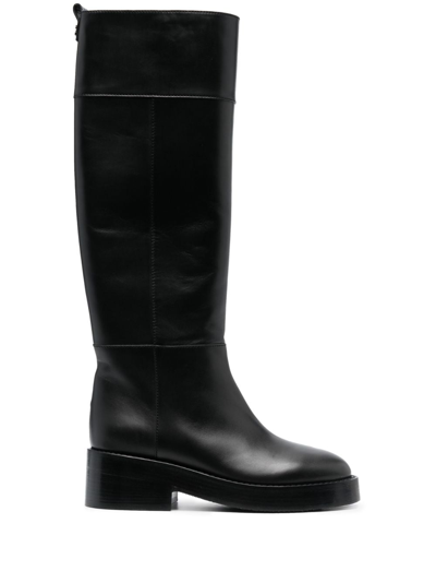 Casadei Andrea Low Heels Boots In Black Leather