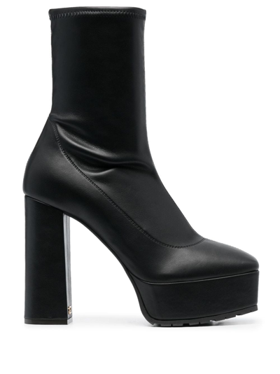 Giuseppe Zanotti Aureliee Stretch-leather Platform Sock Boots In Black