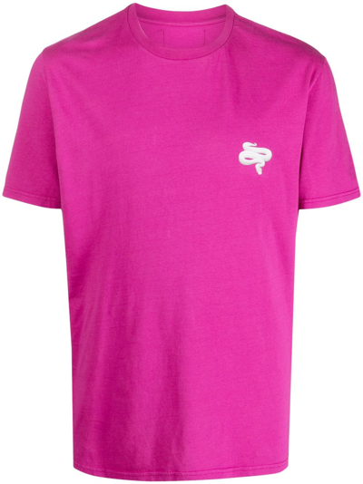 Les Hommes Snake-print Cotton T-shirt In Pink