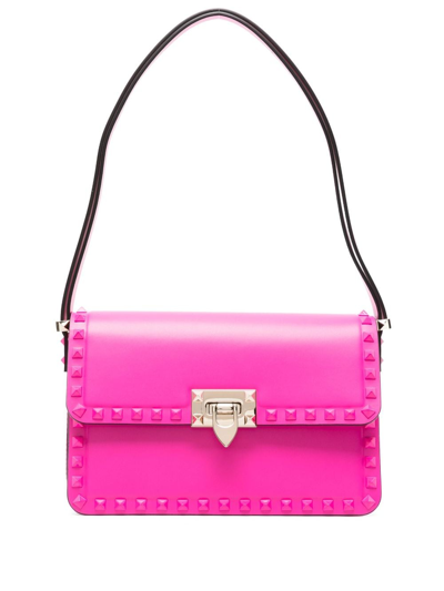 Valentino Garavani Leather Rockstud Shoulder Bag In Pink