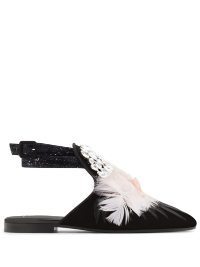 Giuseppe Zanotti Gioia Crystal-embellished Flat Sandals In Black