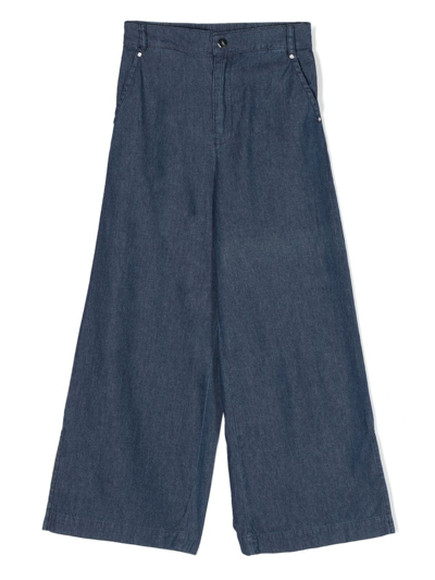 Liu •jo Kids' Wide-leg Cotton Jeans In Blue