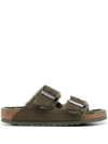 Birkenstock Arizona Buckle-fastening Suede Sandals In Green