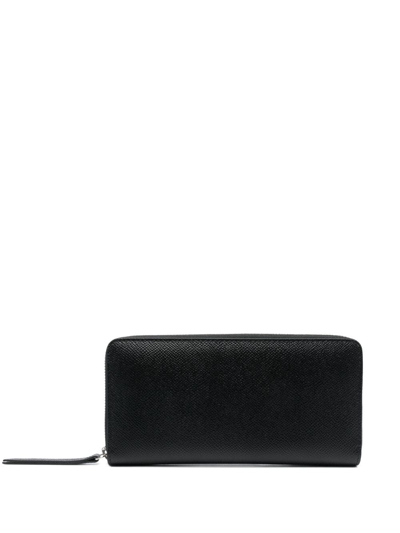 Maison Margiela Stitched-logo Leather Wallet In Black