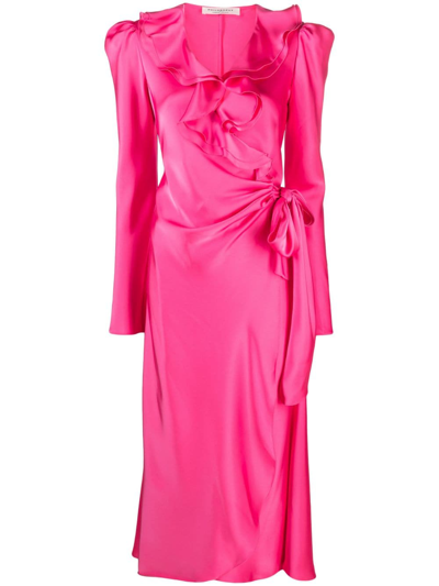 Philosophy Di Lorenzo Serafini Ruffle-trim Wrap Dress In Pink