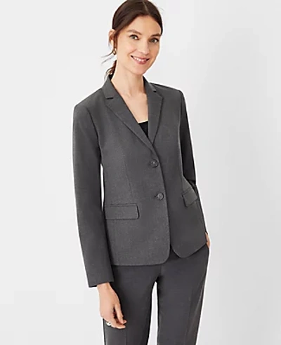 Ann Taylor The Petite Notched Two Button Blazer In Seasonless Stretch In Modern Charcoal