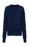Anna October Shelly Flower-embellished Organic Cotton Sweater In Blue