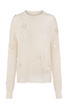 Anna October Shelly Flower-embellished Organic Cotton Sweater In Ivory