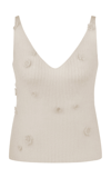 Anna October Women's Imany Flower-embellished Mohair Knit Top In Ivory