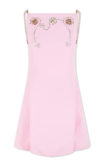 Rabanne Embellished Wool-blend Mini Dress In Pink