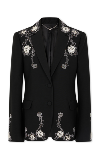 Rabanne Embroidered Wool-blend Blazer In Black