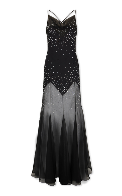 Paco Rabanne Embellished Sheer Maxi Dress In Black
