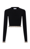 RABANNE EMBELLISHED WOOL CROPPED TOP
