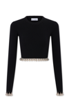 Rabanne Embellished Wool Cropped Top In Black