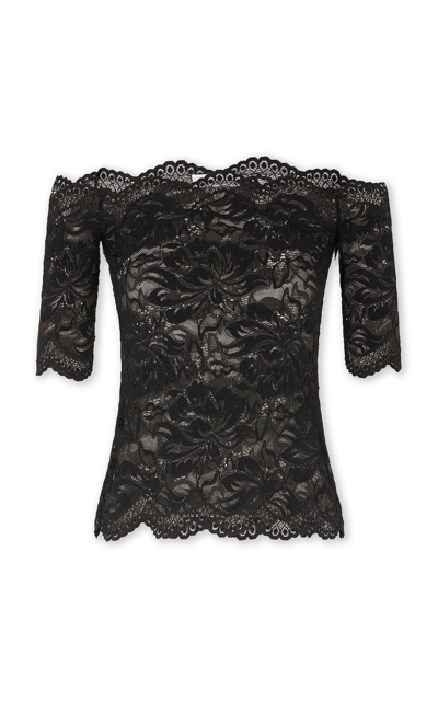 Rabanne Off-the-shoulder Lace Top In Nero