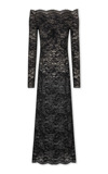 Rabanne Twist Front Off The Shoulder Long Sleeve Lace Midi Dress In Black