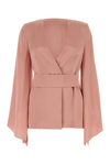 Max Mara Satin Blouse With Belted Waist And Textured Fabric