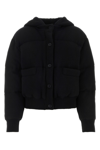 Prada Hooded Wool Blend Jacket With Elastic Cuffs