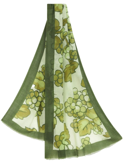 Etro Berry-print Cashmere Scarf In Green
