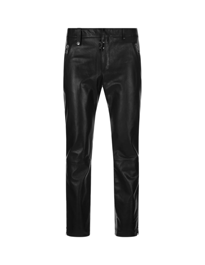 Alexander Mcqueen Leather Biker Trousers In Black