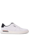 Hugo Boss White Lace-up Sneakers With Preformed Sole And Branded Leather Upper In Bianco