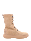 Tod's Stivaletto Stringato Suede Ankle Boots In Beige