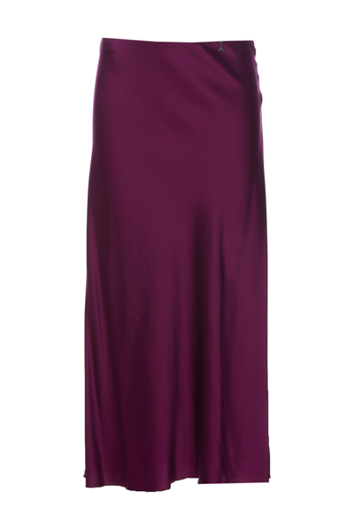 Patrizia Pepe High-waisted Satin Midi Skirt In Purple