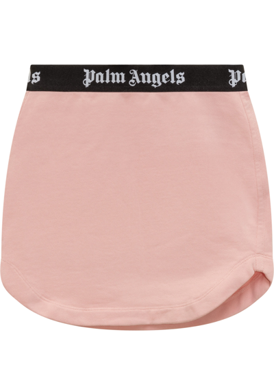 Palm Angels Kids' Logo-waistband Track Skirt In Pink