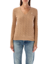 POLO RALPH LAUREN KIMBERLY V-NECK CABLE KNIT SWEATER