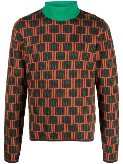 Wales Bonner X Adidas Multicolour Geometric Intarsia Knit Jumper In Green