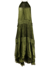 MARIA LUCIA HOHAN GREEN LILLY TIERED SILK DRESS,LILLYMAXIFLFOILP19908602