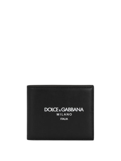 Dolce & Gabbana Logo-print Leather Wallet In Black