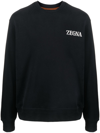 Zegna Logo-print Cotton Sweatshirt In Negro
