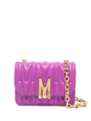 MOSCHINO LOGO-QUILTED LEATHER SHOULDER BAG
