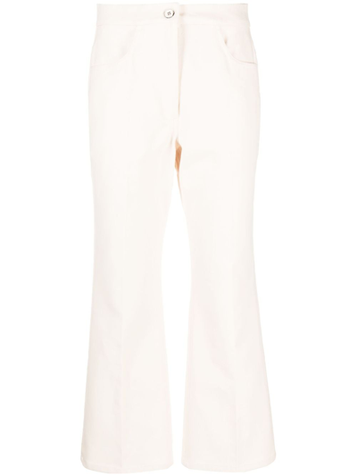 Jil Sander Pressed-crease Flared Trousers In Neutrals