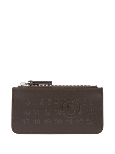 Mm6 Maison Margiela Numerical-logo Card Holder In Brown