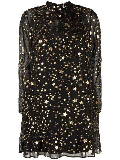 Red Valentino Abito Commercializzato Stars Lame` Print,georgette In Black/ gold | ModeSens