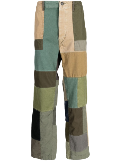 President's High-waisted Patchwork Cotton Trousers In Multicolour