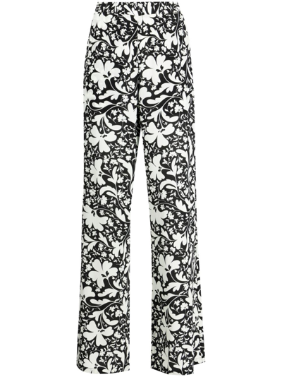 Stella Mccartney Floral Print Straight-leg Trousers In 8420 Multi Black