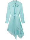 Stella Mccartney Lace-trimmed Satin Mini Shirt Dress In Aquamarine