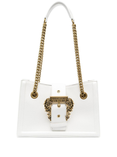 Versace Jeans Couture Logo-engraved Buckle Shoulder Bag In White