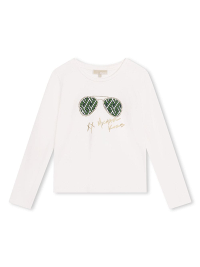 Michael Kors Kids' Logo-print Cotton T-shirt In Off White