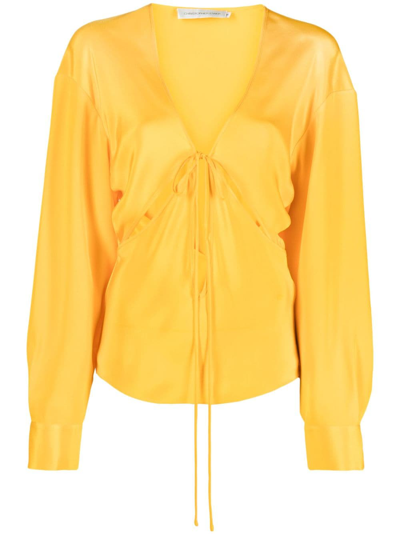 Christopher Esber Triquetra Cut-out Silk Blouse In Orange