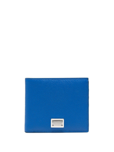 Dolce & Gabbana Dauphine Leather Folded Wallet In Blue