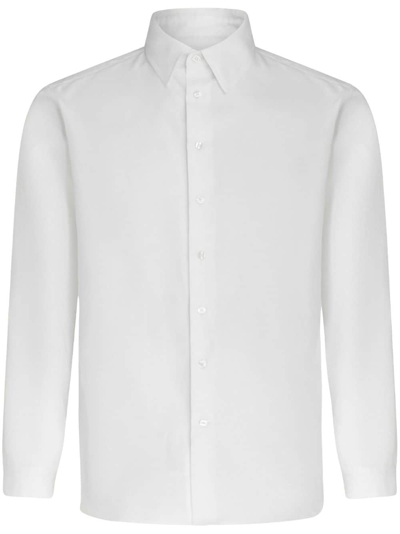 Etro Long-sleeve Jacquard Cotton Shirt In White