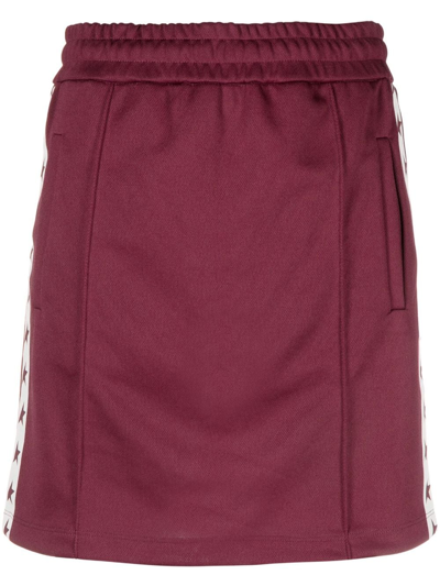 Golden Goose Rock Star Side Stripe Skirt In Windsor Wine/white