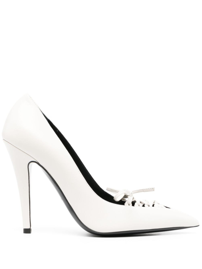 Tom Ford 110mm Lace-up Leather Pumps In White