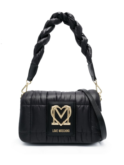 Love Moschino Logo-plaque Quilted Shoulder Bag In 黑色